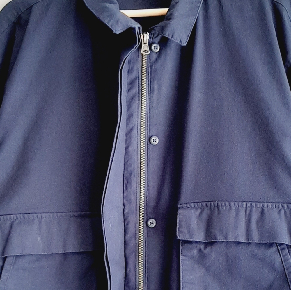 COLUMBIA 100% Organic Cotton Canvas Utility Jacket Zip-Up Navy Blue Women's Sz M - Picture 7 of 14